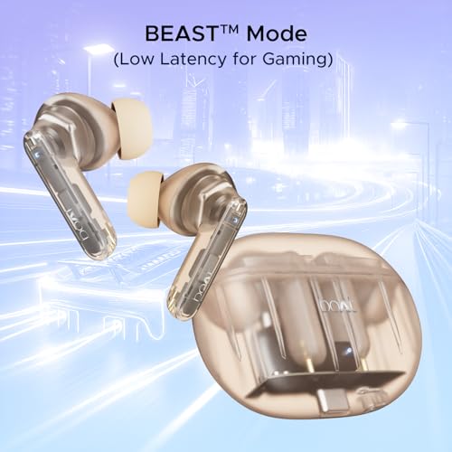 Image of Boat Airdopes 191 ANC, 32dB ANC, Ambient Mode, 60HRS Battery, 4Mics ENx, in-Ear Detection, IWP Tech, Fast Charge, v5.3 Bluetooth Earbuds, TWS Ear Buds Wireless Earphones with mic (Pellucid Orange)