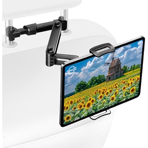 Tablet Holder for Car Headrest, iPad Holder Car Backseat Mount Adjustable [3 in 1 Extension Arm] 360° Rotating Long Road Trip Essentials, for iPad Pro, Air, Mini, Galaxy, Fire, 4.7-12.9" Tablets Cover