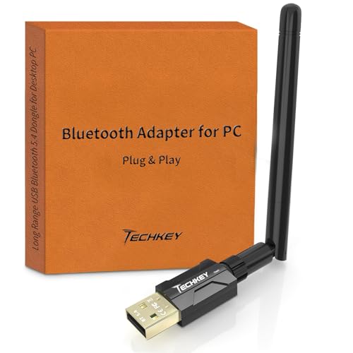 USB Bluetooth 5.4 Adapter for Desktop PC: Long Range 500FT Wireless Dongle with 5dBi Antenna Plug & Play for Laptop Windows 11/10/8.1, Pair BT Headphones/Headset/Speaker/Mouse/Keyboard/Printer