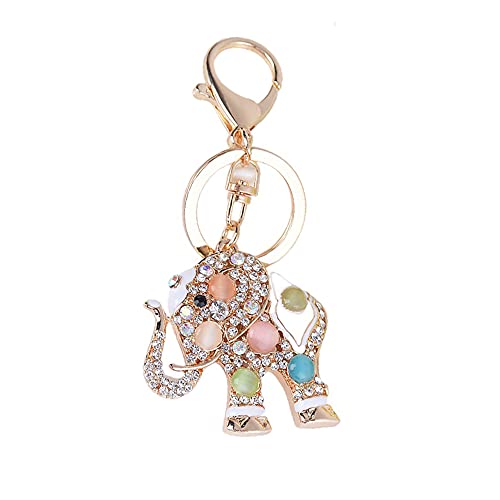 MAFELOE Porte-clés pour sac, voiture, sac à main, porte-clés, décoration de mode, accessoire ornement pour femmes et filles - Éléphant coloré Cover