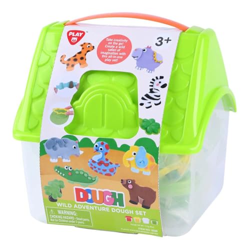 Play Juego de plastilina Wild Adventure en caja de almacenamiento, 4 cajas de amasar juguetes