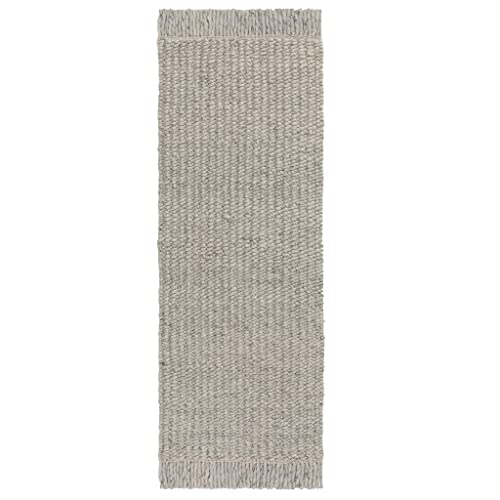 URBANARA Läufer Nagar Wollteppich 80x250 cm - 80% Wolle & 20% Viskose, Großes Schlingenmuster,...