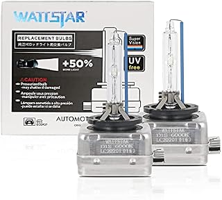 Wattstar D1S 6000K, xenon Bulb Bulb Replacement bulb, d1s xenon bulb, Compatible with 85415XV2S1,66140,35W HID headlight bulbs, IP68 waterproof.Socket Type: Pk32d-2.(pack of 2)