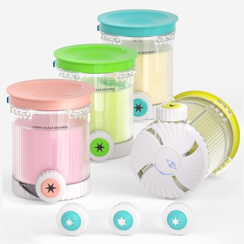 Image of 4 Pack for Ninja Creami Swirl Pints and Lids Compatible with Ninja NC700 Series, NC701, NC701C, Creami Containers for Swirl Ice Cream & Soft Serve Makers, BPA-Free, Dishwasher Safe, colorful
