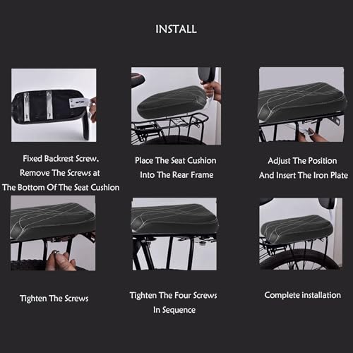 image for Woouagia Bicycle Rear Seat with Back,Pu Leather Soft Cushion Bicycle P