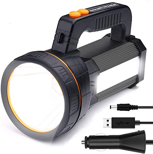 Preisvergleich Produktbild Leistungsstarke wiederaufladbare Taschenlampe 7000 Lumen Superheller wasserdichter Taschenlampenscheinwerfer Tragbarer LED-Suchscheinwerfer 5 Modell mit 1 Jahr Ersatzgarantie (Schwarz)