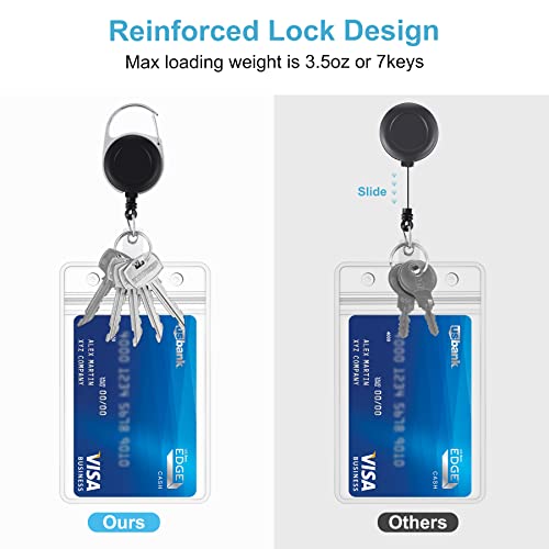 Abeyath Retractable Badge Holders With Carabiner Reel Clip And Style Clear Id Card Holders, 27.5 Inches Pull Cord 2Pcs (Vertical) #TOP3