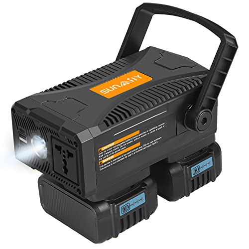 Upgrade 300W Portable Power Supply Inverter Compatible with Dewalt 20V Battery, DC 20V to AC 110V~120V Modified Sine Wave Power Inverter with AC Outlet and Dual USB