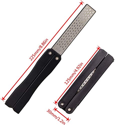 2 Pcs 400/600 Grit Portable Handheld Double Sided Sharpener Pocket Diamond Knife Sharpening Stone For Kitchen, Garden, Outdoor Tools Fine/Coarse Grinding （Black/ Orange） #TOP1