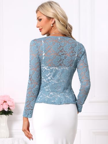 Image of Allegra K Bolero Shrug for Women's Lace Cardigan Tie Front Crop Ruffled Formal Dressy Wedding Shrugs