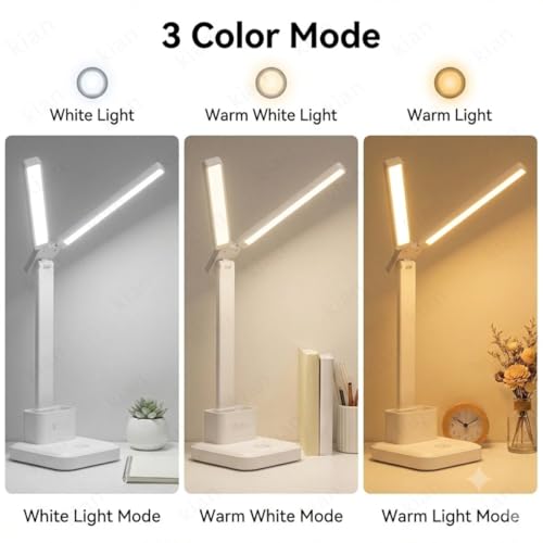 Image of Kian LED Desk Lamp with Pen & Phone Holder - USB Charging Study Lamp with Touch Sensor, Adjustable Brightness, Eye Protection & Foldable for Students, Reading & Office(Pack of 1) (Lamp 3)