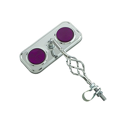Fenix Rectangle Cage Twisted Bike Mirror Chrome, Purple Reflectors, Right Side, 5 1/2