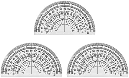3pcs Clear Plastic Protractor 180 Degrees 4 Inches for Angle Measurement Student Math Classroom School Office Teachers