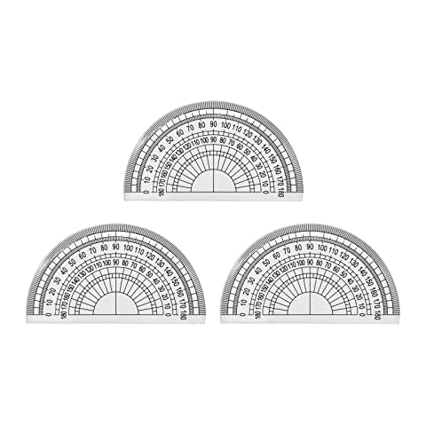 Ainkou 3pcs Clear Plastic 180° Protractors Cover