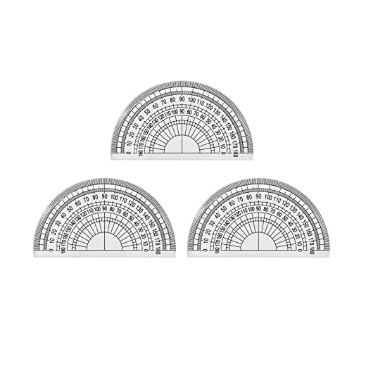 Ainkou 3pcs Clear Plastic Protractor 180 Degrees 4 Inches for Angle Measurement Student Math Classroom School Office Teachers