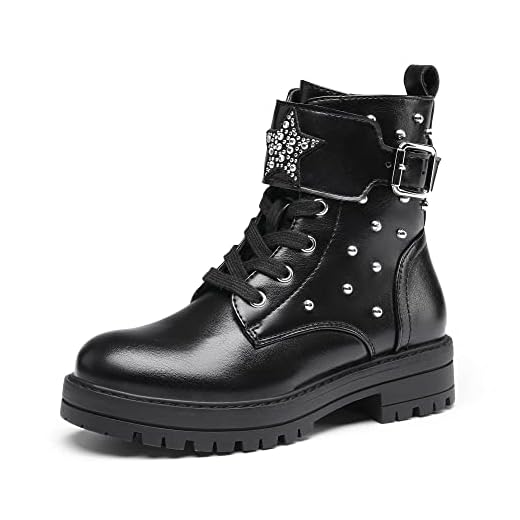 DREAM PAIRS Kids Botas Niña Invierno Forro CáLido Cómodas Niña Botines Niña Botas de Nieve Negro/PU SDBO2231K-E Talla 32 (EUR)