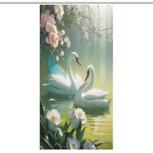 Rideau de douche cygne 92x183 cm en polyester imperméable - 7