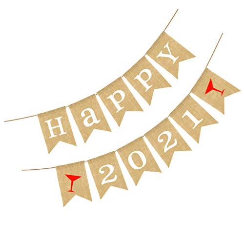 KESYOO Banner de Ano Novo 2021 Papel de Banner de Feliz Ano Novo Guirlanda de Feliz Ano Novo 2021 Su