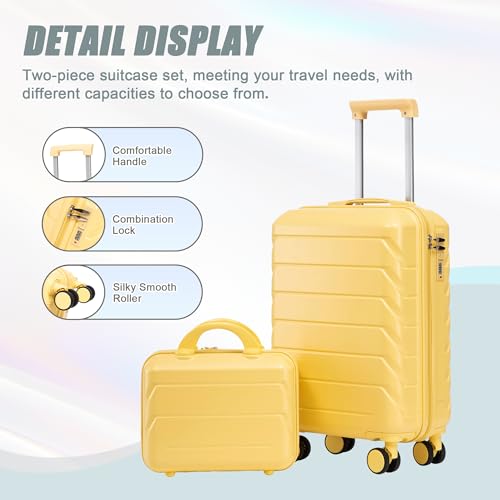 Image of Hardshell Luggage, Lightweight Durable ABS Suitcase with Spinner Wheel, 14 /20