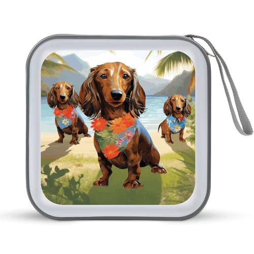Rangement CD rigide antichoc teckel tropical pour voyage et maison
