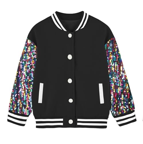 Image of Cromoncent Kids Varsity Baseball Jacket Colorblock Bomber Coat Unisex Boys Girls School Outwear, 18 Months - 14 Years