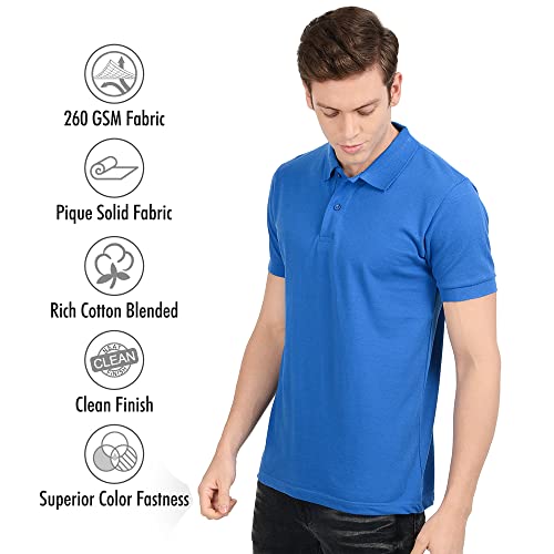 Image of AWG ALL WEATHER GEAR Men's Regular Fit Half Sleeve Cotton Polo T-Shirt Royal