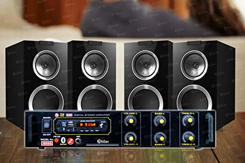 Image of BIDAS BS-5555 3055 Transistor 4-Channel High Power Stereo Amplifier with LED Display /Bluetooth /MIC Input /USB /SD Card Slot /FM Radio /AUX Input /Remote Control & Built-in Equalizer