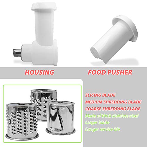 Slicer/Shredder Attachment for Stand Mixers, for Shredding Cheese and Vegetables Etc. Multifunctional Kitchen Chopper Accessories, Made of Food-Grade Materials. (White)