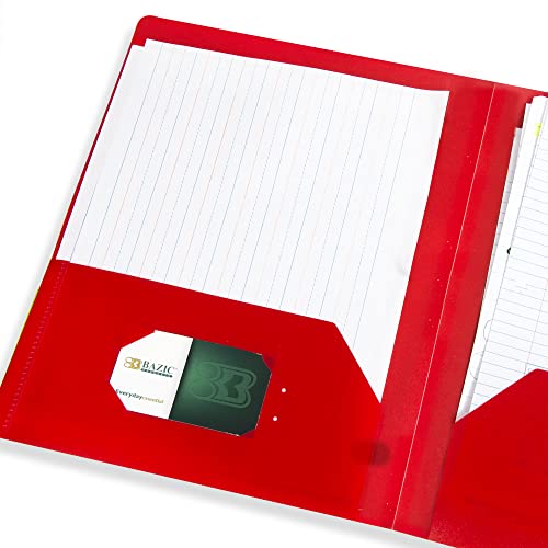 Bazic 2 Pockets Poly Folder Portfolio, Letter Size Plastic Folders Holder For Office Documents Paper Organizer, Assorted Color, 48-Pack #TOP4