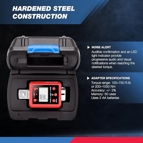 Image of NEIKO 20743A 3 /4-Inch Digital Torque Adapter, 150-750 ft-lb Range, Torque Wrench Converter with Audible Alert, Calibrates Digital and Analog Torque Wrenches