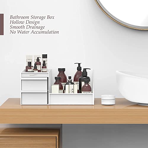 Image of COOFANDY Make Up Cosmetic Organiser with Drawers, Makeup Organiser Storage Cosmetic Box for Washbasins, Dressing Table Organiser Box for Bedroom, Bathroom, Large Makeup Organiser (Pink)