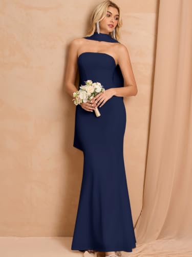 Image of Auraxe 2026 Women's Bodycon Formal Maxi Dresses Elegant Tube Summer Wedding Guest Cocktail Party Dress with Scarf