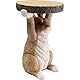 Kare Design Beistelltisch Animal Rabbit, Braun, 32cm Durchmesser, Rund und Leicht, Holzoptik, Formstabil, Lustiges Design, Tier Design, Couchtisch, Wohnzimmertisch, Polyresin, 52x35,5x31,5 cm (H/B/T)