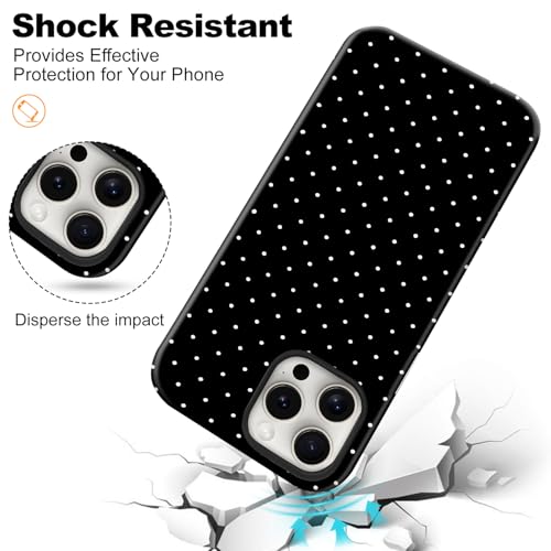 flewfun Magnetic for iPhone 16 Pro Max Case Cute Polka Dot Phone Case, Shockproof Slim TPU and Hard PC Protective Phone Cover Compatible with MagSafe Designed for Women Girls, Black by flewfun - Image 6