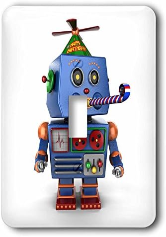 3dRose LLC lsp_155164_1 Vintage Toy Robot with Birthday Party Hat Blowing a Party Favor Celebration Cute Funny Event Single Toggle Switch image 2