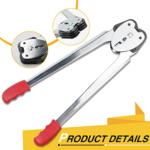 Box Packing Strapping Tool, Manual Sealer Heavy Duty Poly Strapping Tensioner Cutter Tool Kits for 1/2"-3/4" Wide Strap with 328ft Straps & 100 Buckles 50 Label 100 Edge Protectors