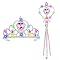 AUYAO Set Corona Principessa Luminoso, 2PZ Costume Accessori da Principessa Bambina con Corona e Bacchetta, Costume Accessori Set Luminoso per ragazze per Carnival Halloween Festa Cosplay(Rosa)