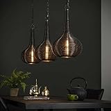 famlights Retro Deckenlampe Alwin für Esstisch / 3-flammige Metall Pendelleuchte/Esszimmerlampe industrial/Dimmbar Hängelampe Metall Esszimmer/Deckenleuchte Pendellampe Hängelampe Küche modern