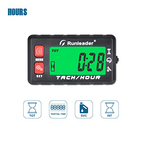 Runleader Digital Tach Hour Meter for Small Engine,Larger LCD Multi-Color Display, RPM Alert,Battery Replaceable,White&Red Backlight Display,Used on Lawn Mower Generator Outboard Motor ATV Snowmobile - Image 3