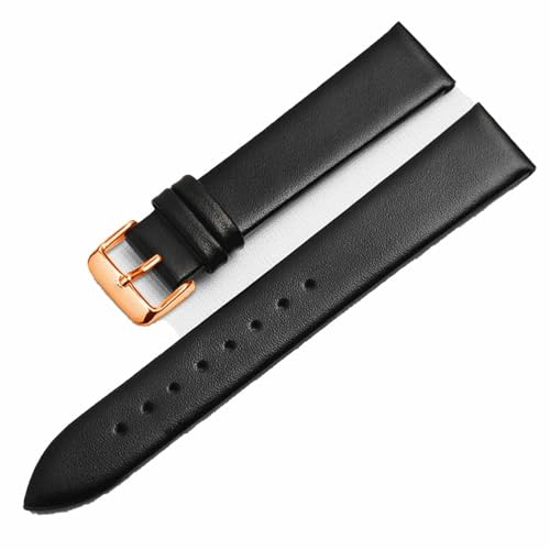 Bracelet montre cuir ultra fin noir pour le quotidien et le bureau