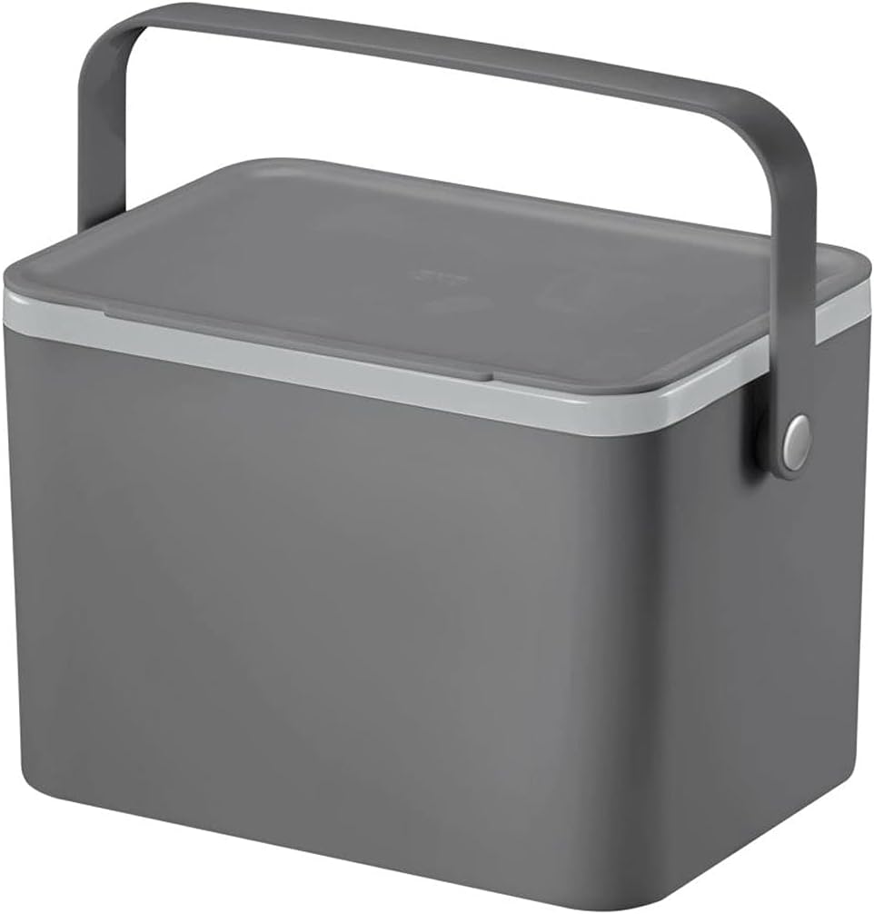EKO Food Waste Compost Bin, Kitchen Countertop Food Waste Caddy,Compost Bin with Lid, Grey, 4 Litre