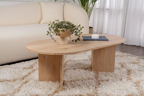 Hanah Home Elegant Coffee Table, Sapphire Oak, 119 x 39,8 x 60 cm, 100% melamina, spessore 18 mm, elegante e funzionale per gli spazi moderni