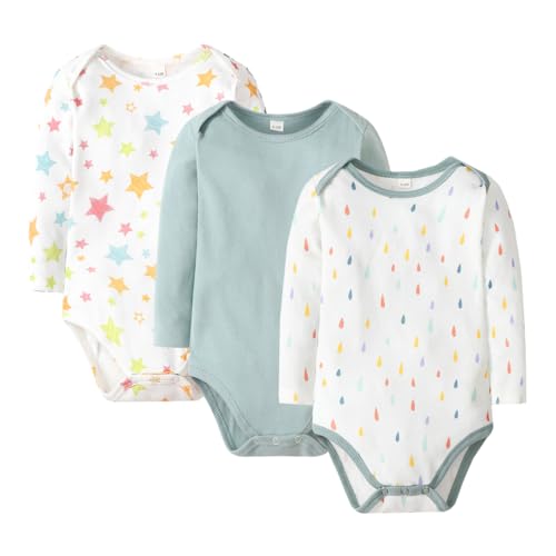 Image of Bafeicao Unisex Newborn Baby Bodysuits Ribbed Long Sleeve Romper One-piece Outfits Clothes for Infant Boys Girls
