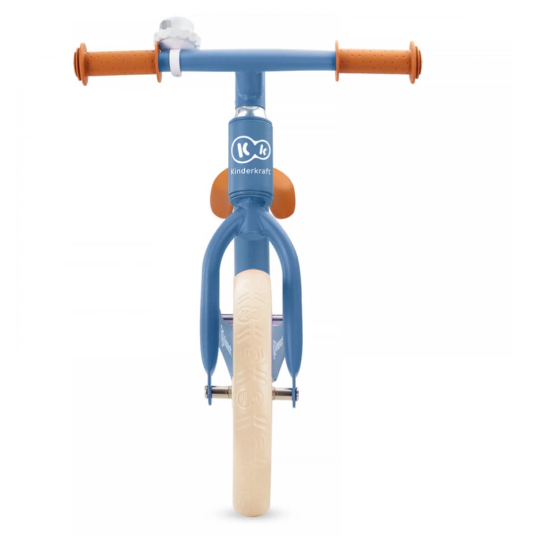 Kinderkraft FLY PLUS Draisienne en Métal, Vélo sans Pédales, Vélo Bébé, Siège Réglable, Poids léger, Deux Roues, Évolutif, Style Rétro, Avec cloche, de 3 ans à 5, 35kg, Bleu