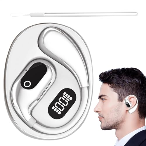 Portable Translator Earphone Device, Wireless Instant Voice Interpreter, AI Real-Time Speech Recognition, Noise Reduction, (Whit