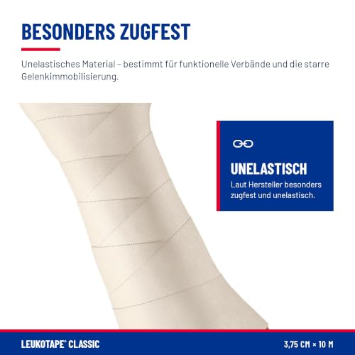 Leukotape Classic Sporttape 3,75cm x 10m weiß Knöchel Knie Sport – Ansicht 3