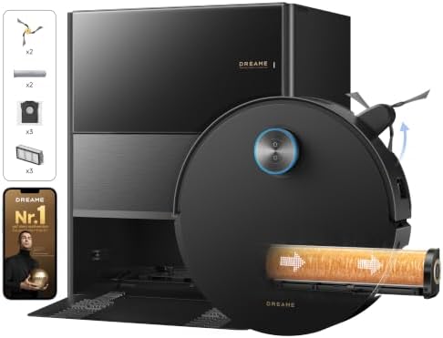 dreame Aqua20 Pro Ultra Roller X Complete Saug- und Wischroboter, Schwarz | 180 °C Dampfwischen, Wischen mit heißem Frischwasser, MopExtend, Überwindung von Hindernissen, 40.000 Pa