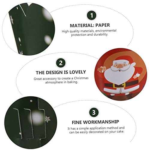 ibasenice 1 Inserção De Bolo Decorações De Bolo De Papel De Natal Decoração De Natal Embalagens De B