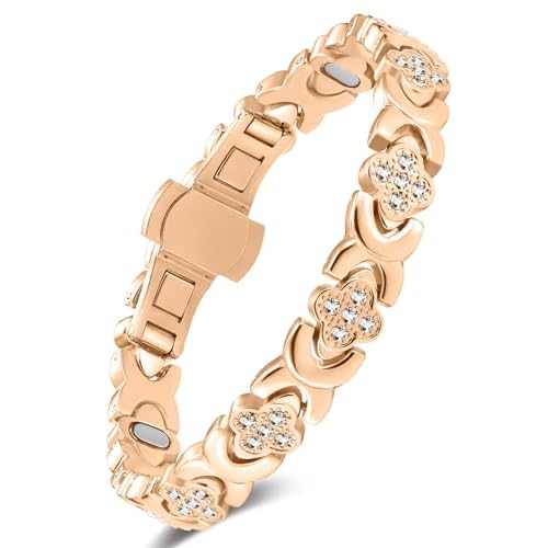 Feraco Pure Copper Bracelets for Women, 5X Ultra Strength Magnetic Bracelet with 5000 Gauss Neodymium Magnets & Upgraded Butterfly Clasp, Adjustable Jewelry Gift