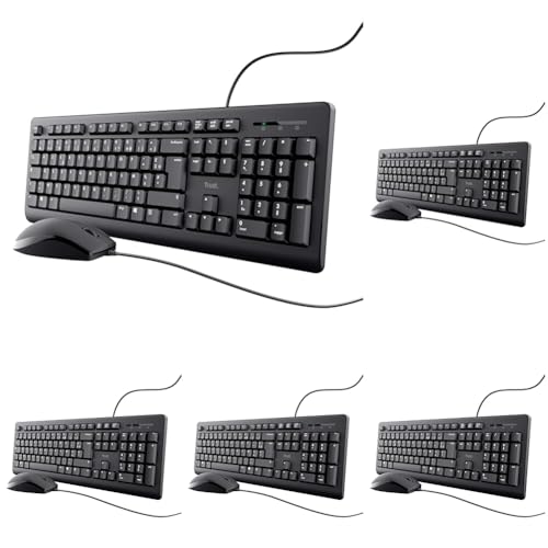 Pack clavier et souris filaires Trust Taro AZERTY noir pour PC et Mac lot de 5